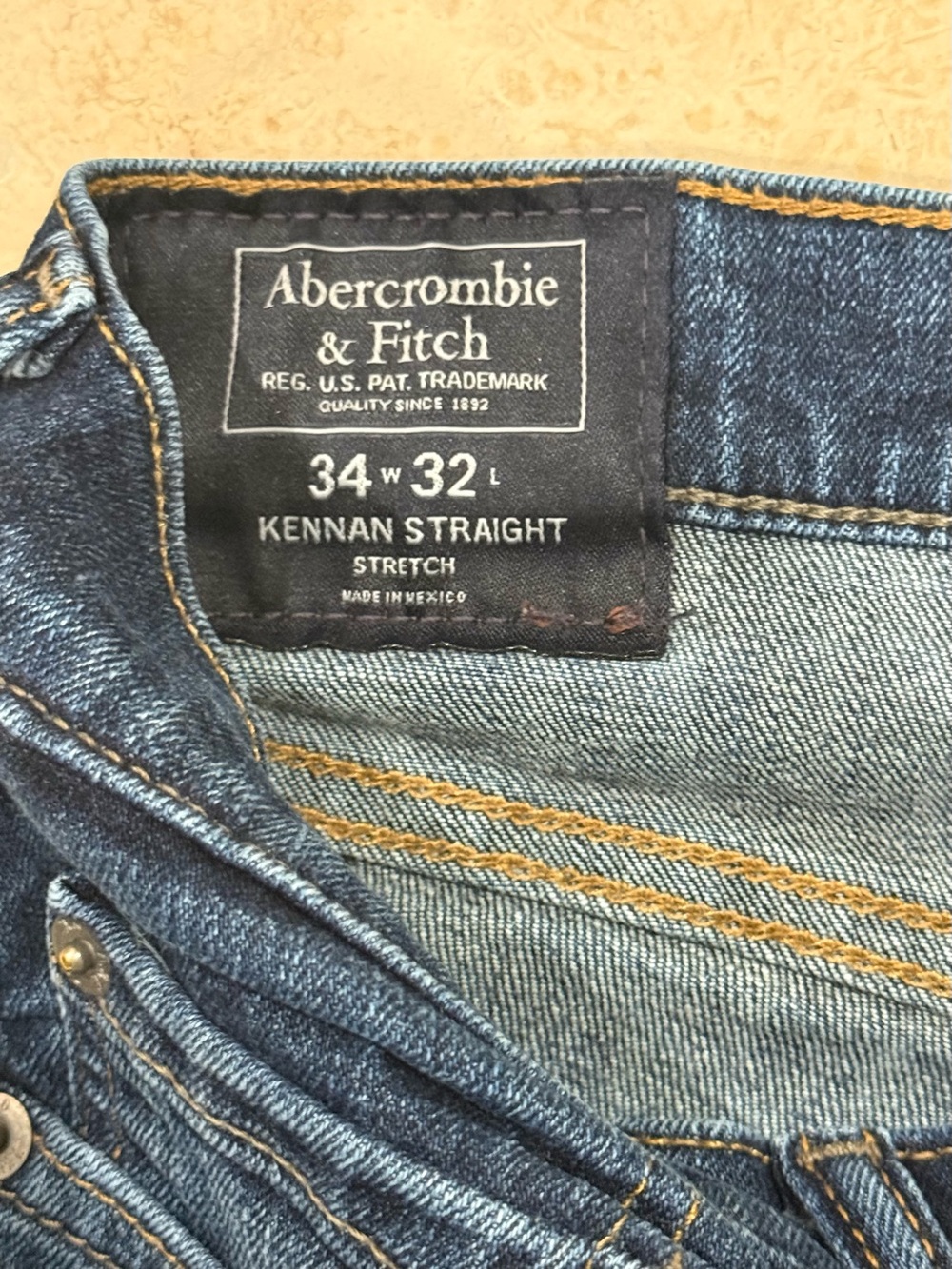 Abercrombie & Fitch Men's Slim Straight Indigo Jeans - Picture 2 of 3